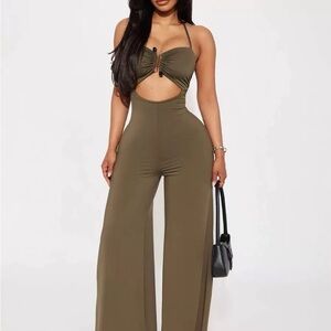 Olive Green Halter Jumpsuit